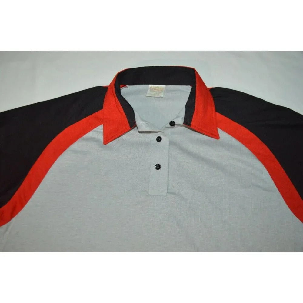 Hilton Black Red Gray Bowling Lounge Golf Shirt Size 42 Vintage New Old Stock